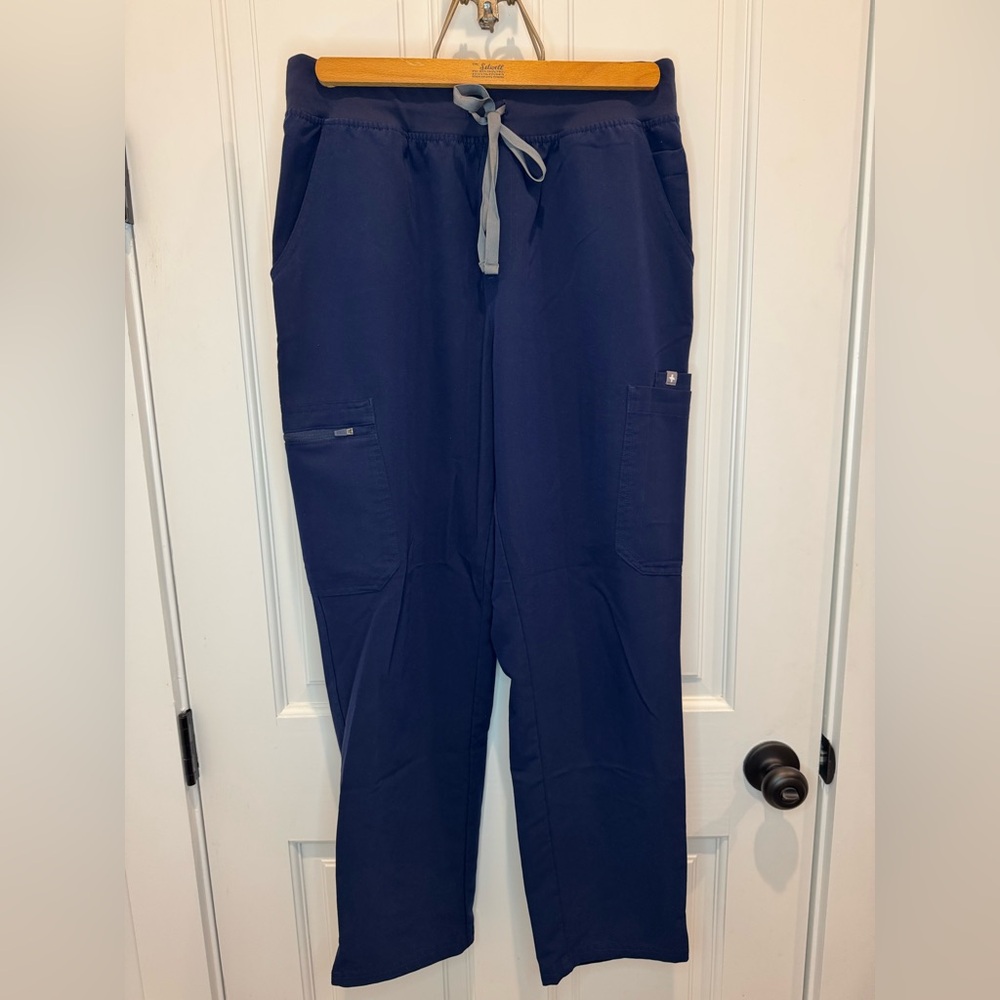 Figs High Waisted Yola Skinny Scrub Pants Large Petite Navy - Picture 3 of 10